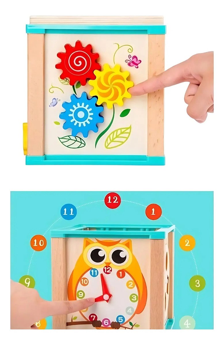 Cubo Laberinto y Rompecabezas de Encaje en Madera - Montessori - Juguete Didáctico de Madera en Chile - Vista 7