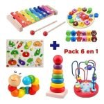 Pack 6 Juguetes Didácticos De Madera Para Niños Montessori