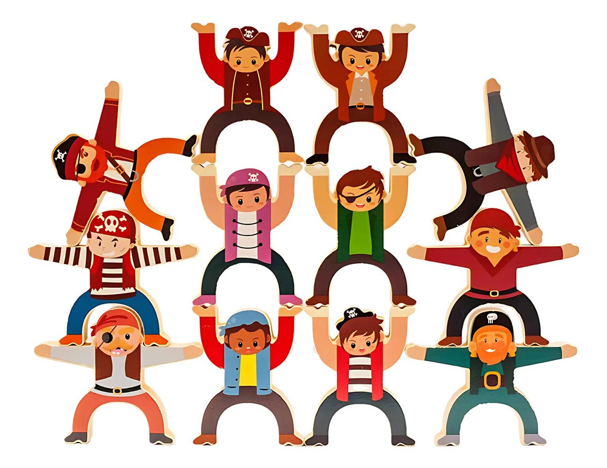 Piratas De Madera Juego De Equilibrio Montessori Con Niveles - Imagen 4