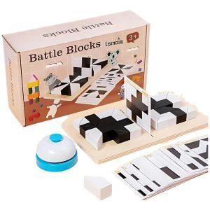 Juego De Mesa Batalla De Bloques De Madera Montessori 32 Fichas Blanco Y Negro