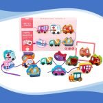Juego Montessori De Enhebrado Figuras De Madera Vehículos