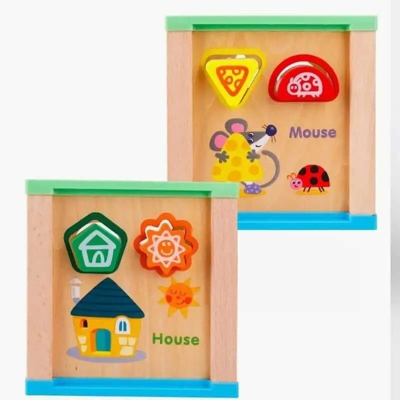 Caja De Motricidad Con Pizarra Montessori Juguete De Madera Figure - Imagen 5