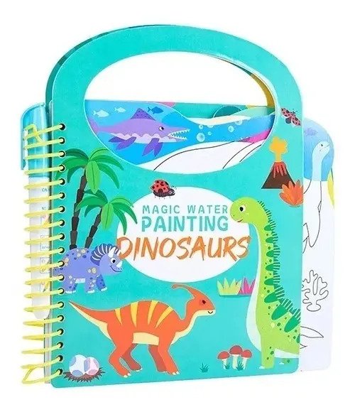 Libro Para Pintar Al Agua Niños Montessori Dinosaurios - Juguete Didáctico de Madera en Chile
