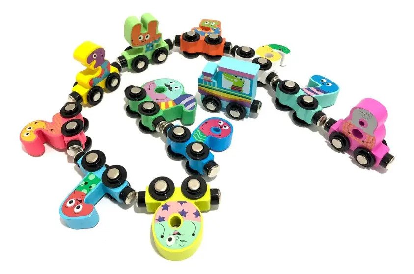 Tren De Numeros Juego Infantil De Madera Con Iman Montessori Multicolor