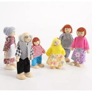 Set 6 Muñecos Familiares Juguete Didactico Madera Montessori