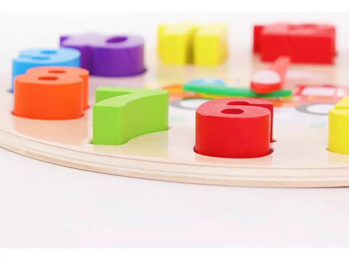 Reloj De Encaje Juguete De Madera Didactico Montessori Multicolor - Imagen 5