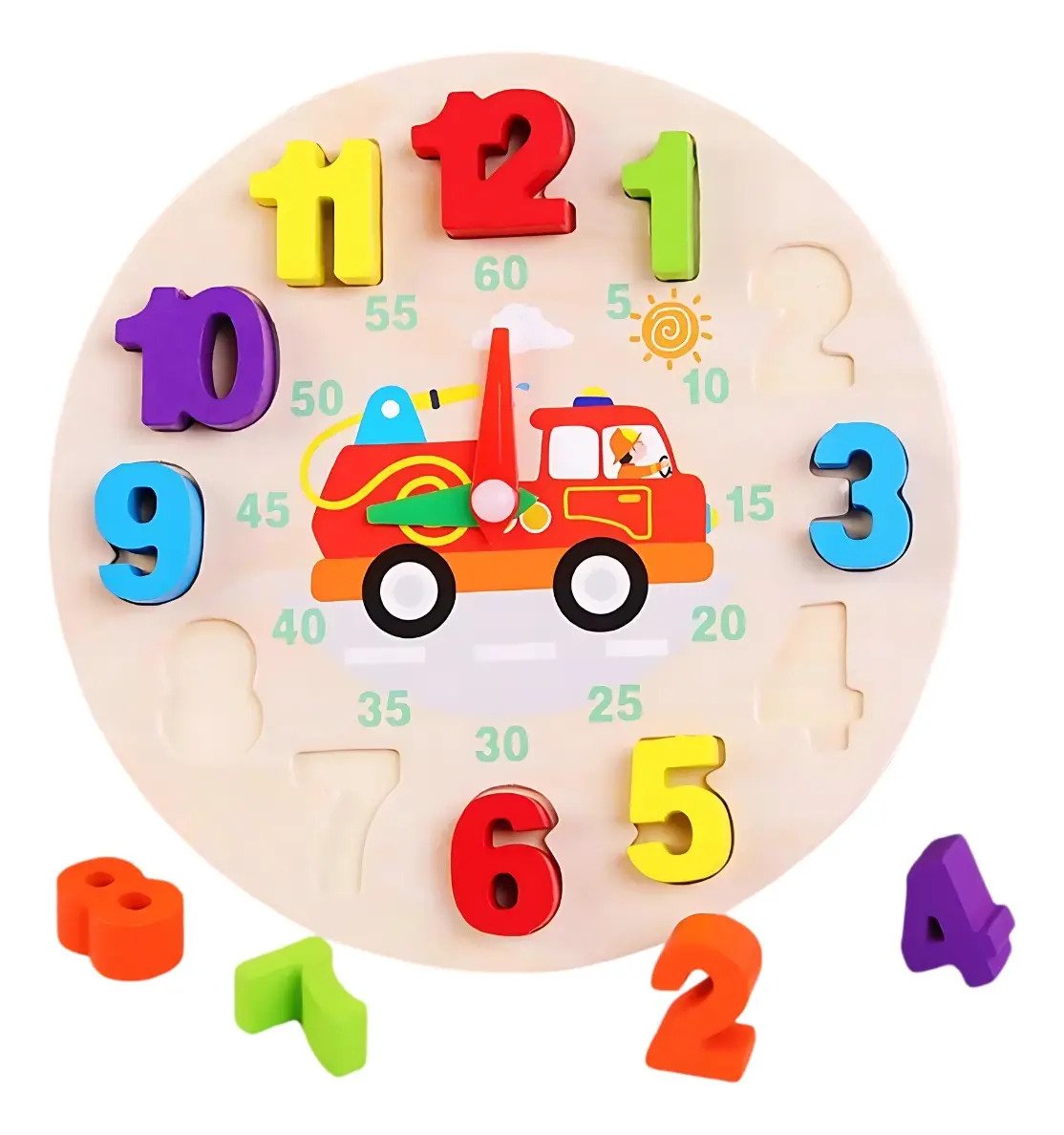 Reloj De Encaje Juguete De Madera Didactico Montessori Multicolor - Imagen 3