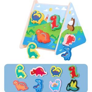 Casita Tipi De Encaje Figuras De Madera Montessori Dinosaurios