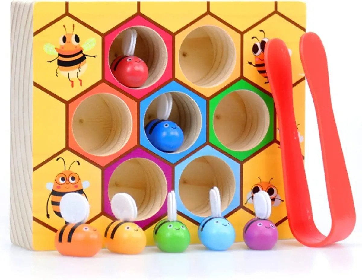 Juego De Madera Abejas Motricidad Didáctico Montessori Amarillo