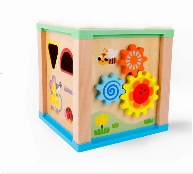 Caja De Motricidad Con Pizarra Montessori Juguete De Madera Figure - Imagen 4