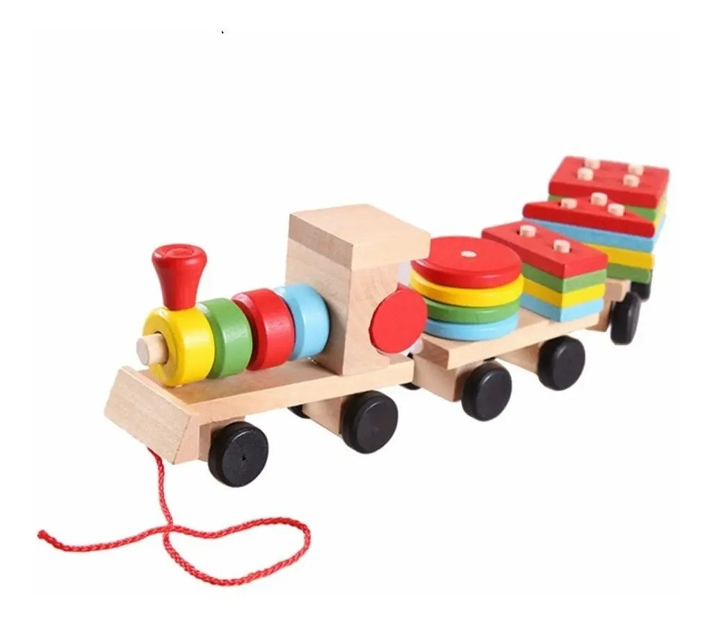 Tren Geométrico Juguete Madera Montessori Encaje Motricidad