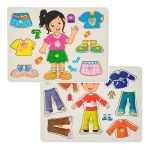 Pack 2 Rompecabezas Encaje Ropa Niño Niña Madera Montessori Colores Variados