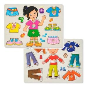 Pack 2 Rompecabezas Encaje Ropa Niño Niña Madera Montessori - Juguete Didáctico de Madera en Chile