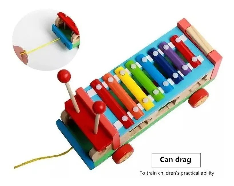 Camión de Arrastre con Xilófono y Encaje en Madera Montessori - Imagen 7
