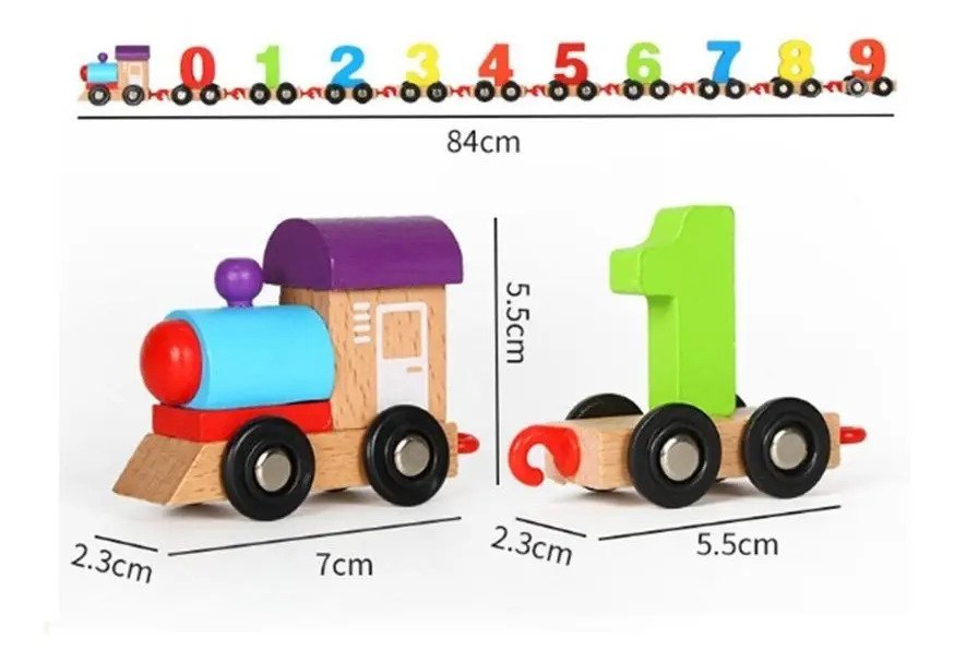 Tren de Números en Bloques de Madera Didáctica - Montessori - Juguete Didáctico de Madera en Chile - Vista 4