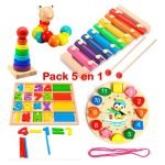 Pack 5 Juguetes Didácticos De Madera Para Niños Montessori - Modelo C