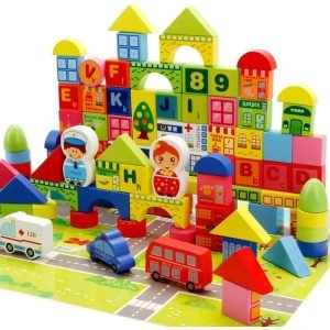 Juguete De Encaje Bloques De Madera Ciudad Montessori
