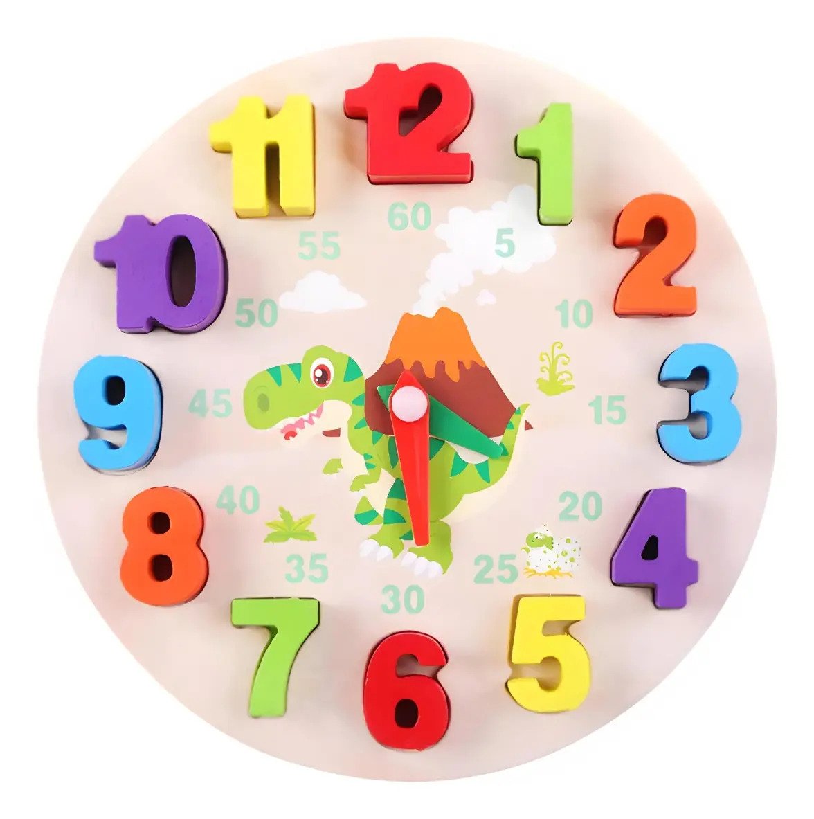 Reloj De Encaje Juguete De Madera Didactico Montessori Multicolor