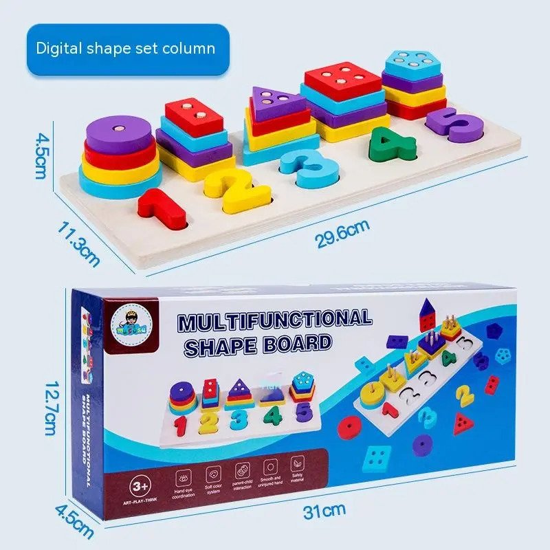 Tablero de Encaje Multifuncional Números en Madera - Montessori