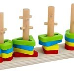 Juguete 4 Torres De Encaje Con Dificultad Madera Montessori Multicolor