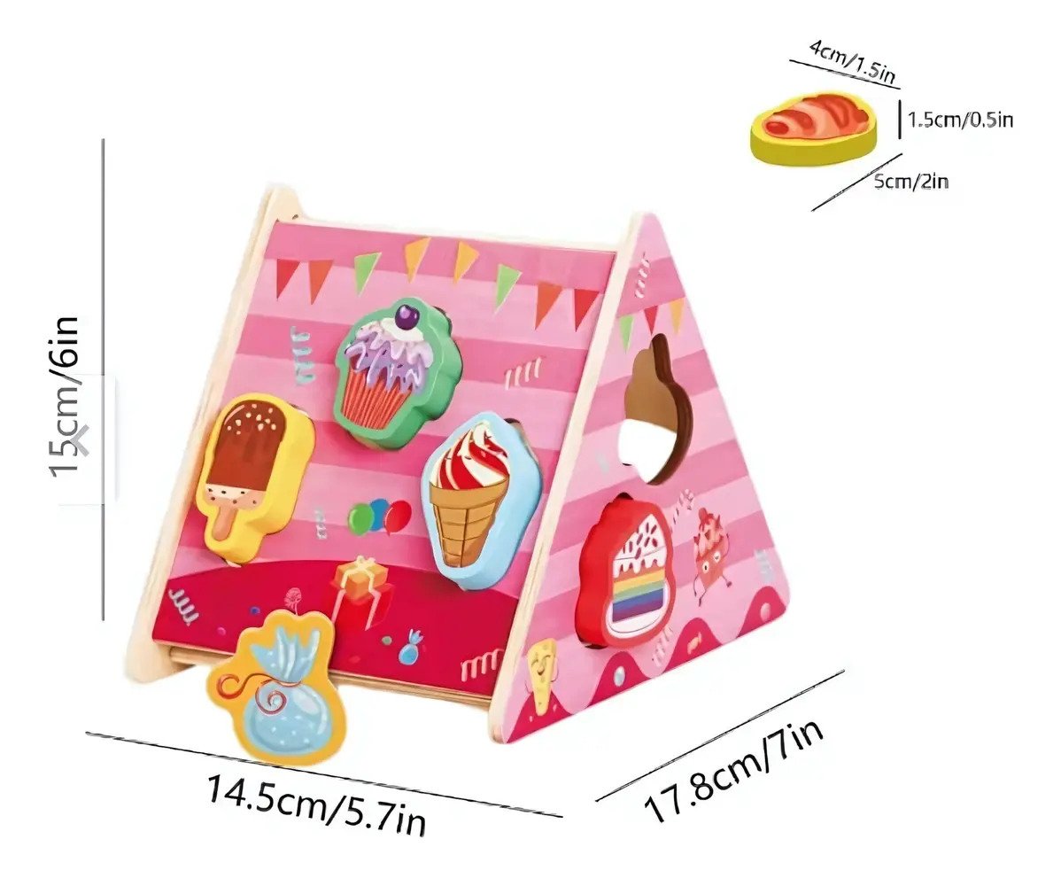 Casita Tipi De Encaje Figuras De Madera Montessori Postres - Juguete Didáctico de Madera en Chile - Vista 2