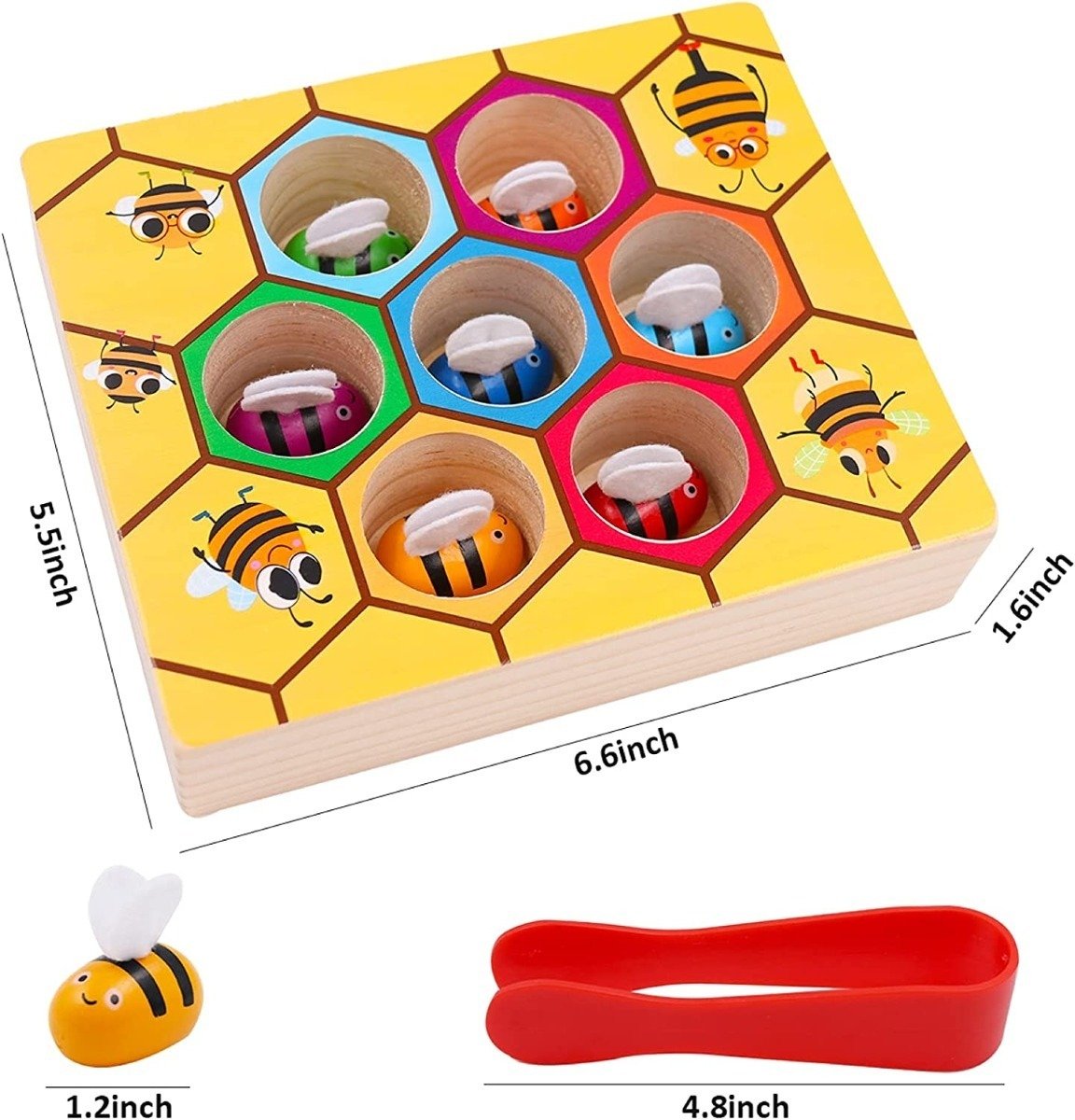 Juego De Madera Abejas Motricidad Didáctico Montessori Amarillo - Imagen 6