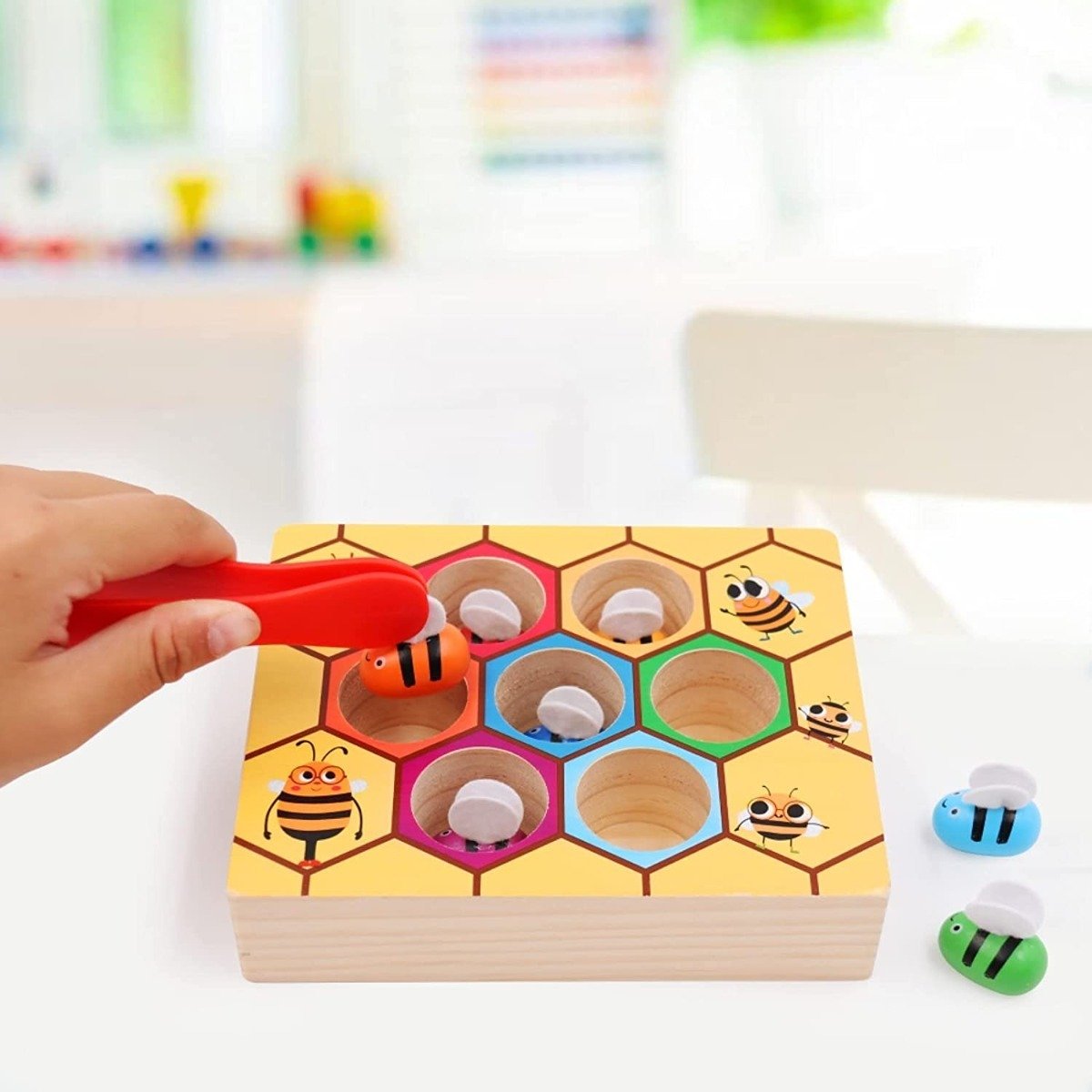 Juego De Madera Abejas Motricidad Didáctico Montessori Amarillo - Imagen 2