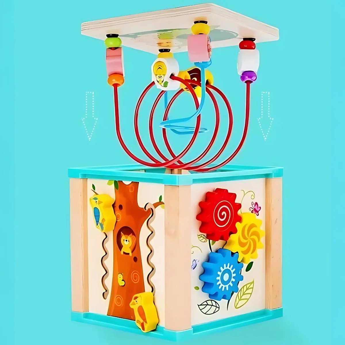 Cubo Laberinto y Rompecabezas de Encaje en Madera - Montessori - Juguete Didáctico de Madera en Chile - Vista 5