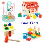 Pack 4 Juguetes Didácticos De Madera Para Niños Montessori - Modelo A