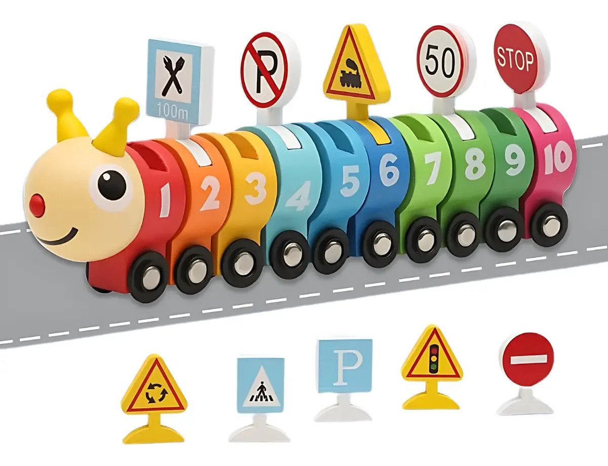 Tren Cuncuna Señales Del Transito De Madera Montessori - Juguete Didáctico de Madera en Chile