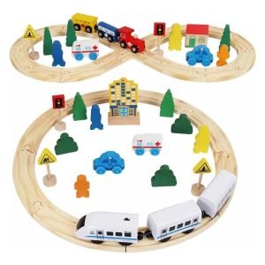 Circuito de Autos y Tren en Madera Didáctica - Montessori