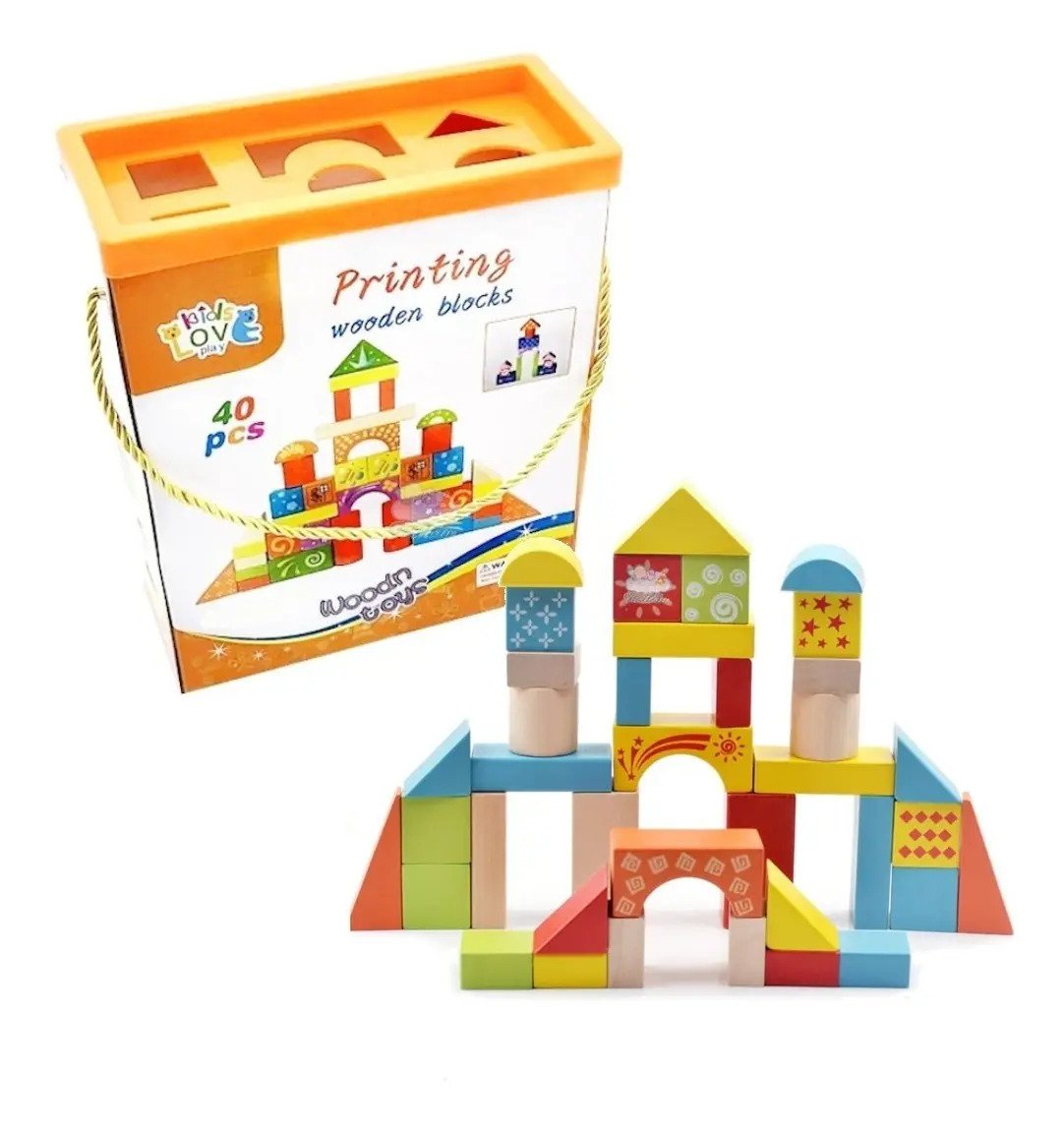 Juego Bloques De Madera Y Encaje 40 Pcs Montessori - Juguete Didáctico de Madera en Chile - Vista 2