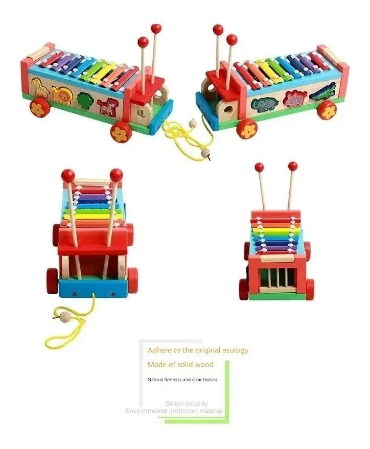 Camión de Arrastre con Xilófono y Encaje en Madera Montessori - Imagen 2