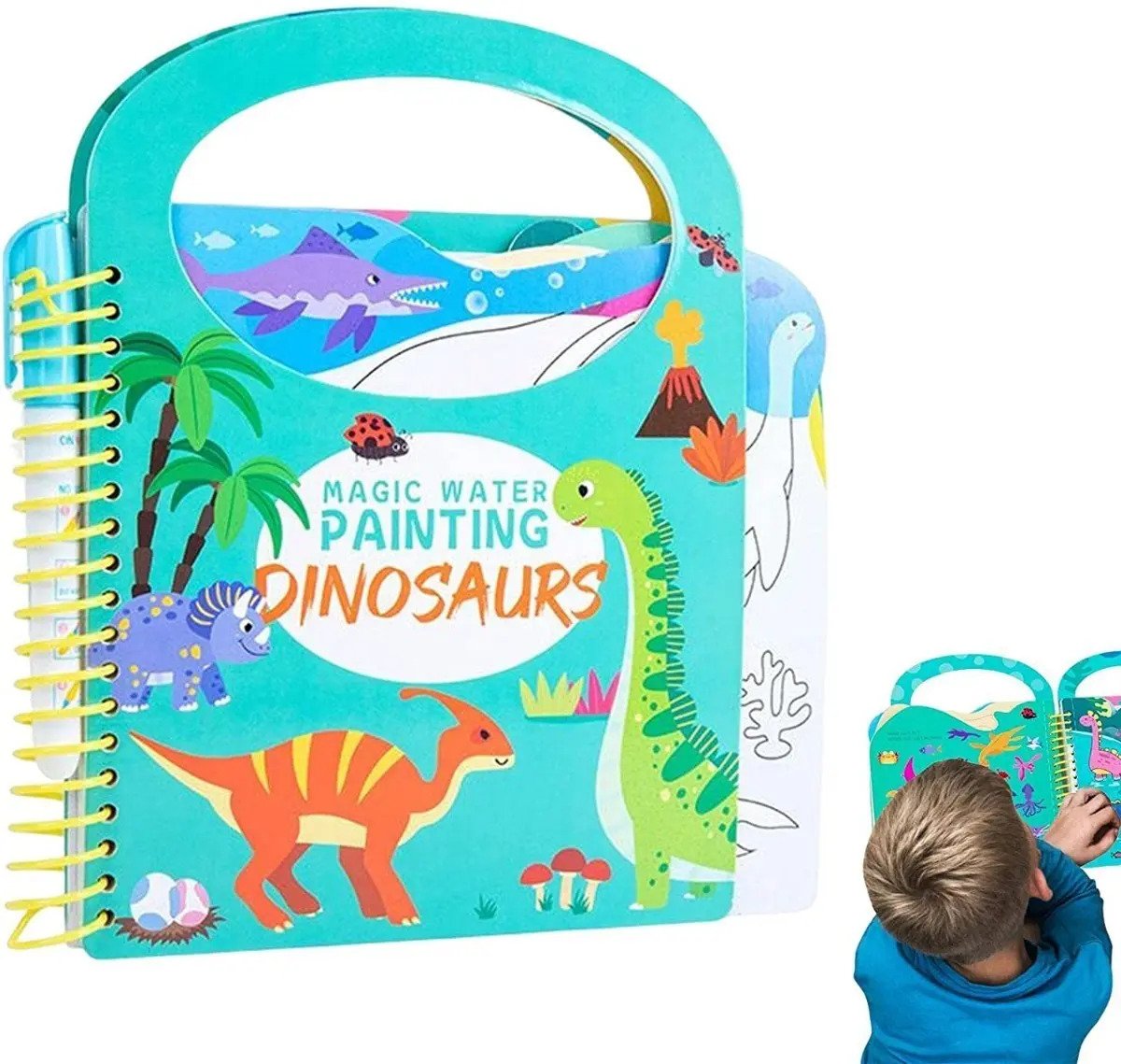 Libro Para Pintar Al Agua Niños Montessori Dinosaurios - Juguete Didáctico de Madera en Chile - Vista 2
