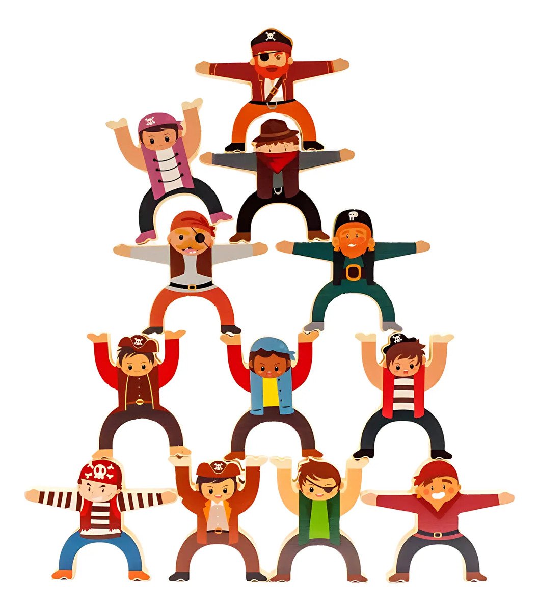 Piratas De Madera Juego De Equilibrio Montessori Con Niveles - Imagen 3