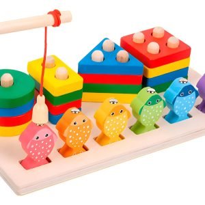 Juego De Pesca Magnético Y Encaje De Madera Montessori Multicolor