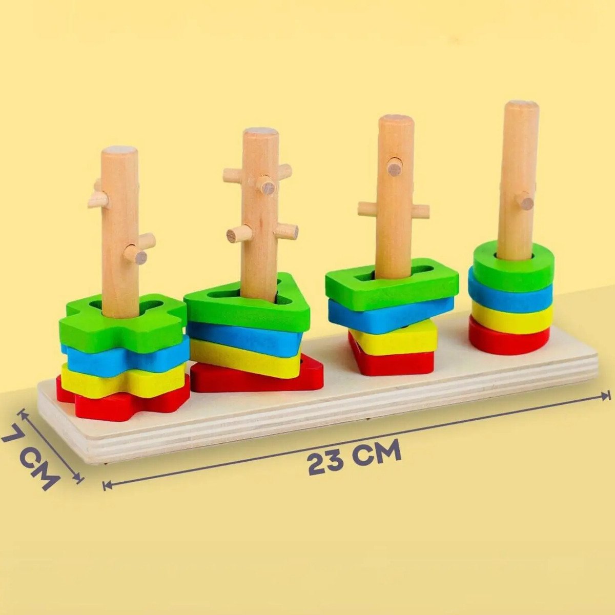 Juguete 4 Torres De Encaje Con Dificultad Madera Montessori Multicolor - Imagen 2