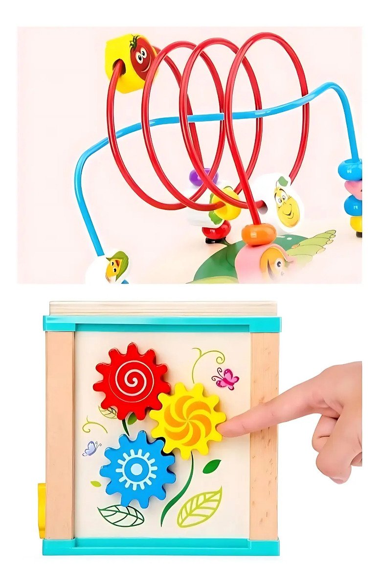 Cubo Laberinto y Rompecabezas de Encaje en Madera - Montessori - Juguete Didáctico de Madera en Chile - Vista 6