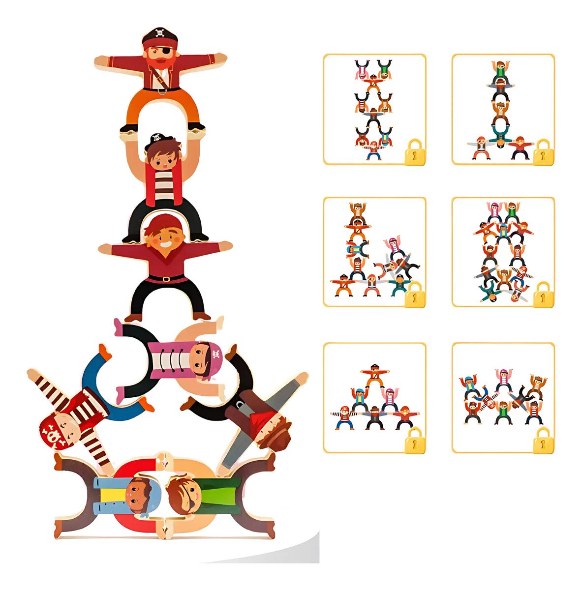 Piratas De Madera Juego De Equilibrio Montessori Con Niveles - Juguete Didáctico de Madera en Chile