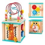Cubo Laberinto y Rompecabezas de Encaje en Madera - Montessori