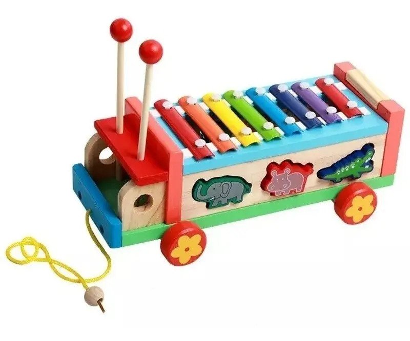 Camión de Arrastre con Xilófono y Encaje en Madera Montessori - Imagen 4