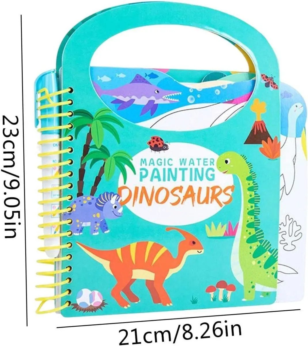 Libro Para Pintar Al Agua Niños Montessori Dinosaurios - Juguete Didáctico de Madera en Chile - Vista 5