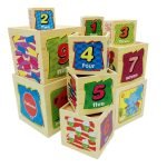 Cubo De Madera Apilable De 10 Piezas Con Imagenes Montessori Variados Colores