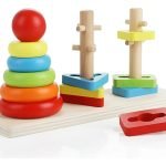 Torre de Encaje Gradual en Madera Natural - Didáctico Montessori
