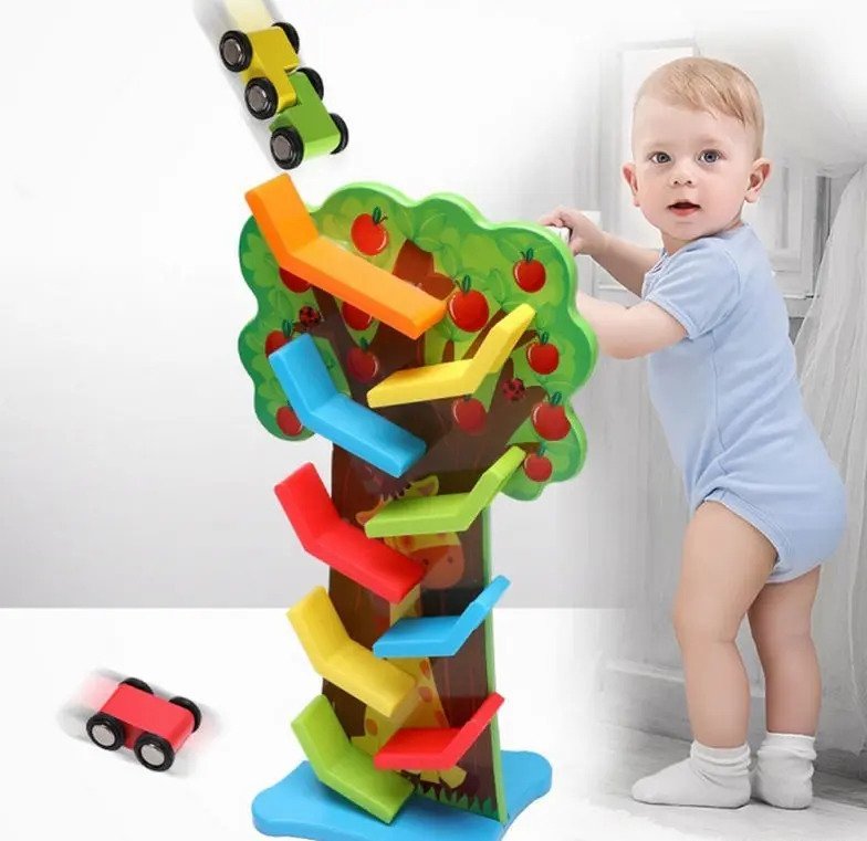 Pista Árbol de Autos en Madera Didáctica - Juguete Montessori - Imagen 6
