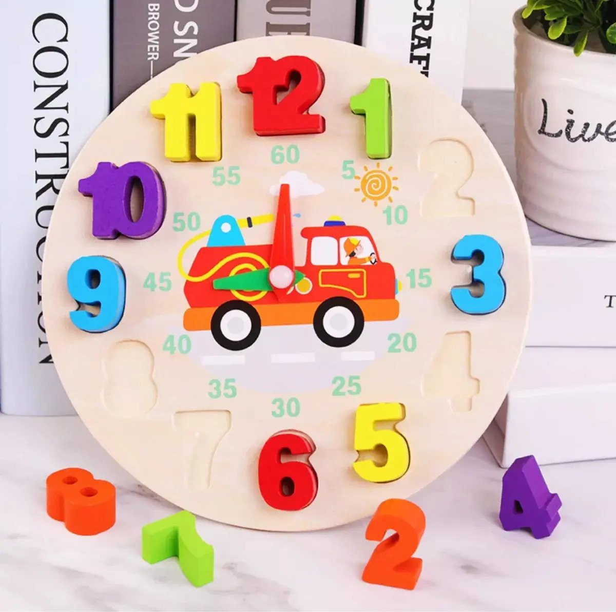 Reloj De Encaje Juguete De Madera Didactico Montessori Multicolor - Imagen 6