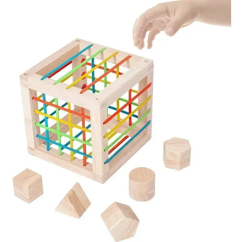 Cubo De Madera Con Encaje Y Elásticos Juguete Montessori - Juguete Didáctico de Madera en Chile - Vista 4