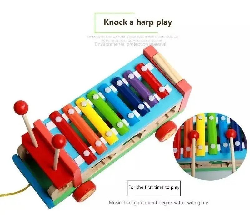 Camión de Arrastre con Xilófono y Encaje en Madera Montessori - Imagen 3
