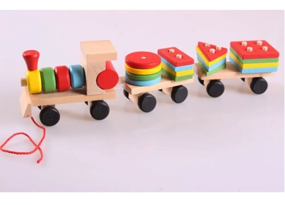 Tren Geométrico Juguete Madera Montessori Encaje Motricidad - Imagen 5