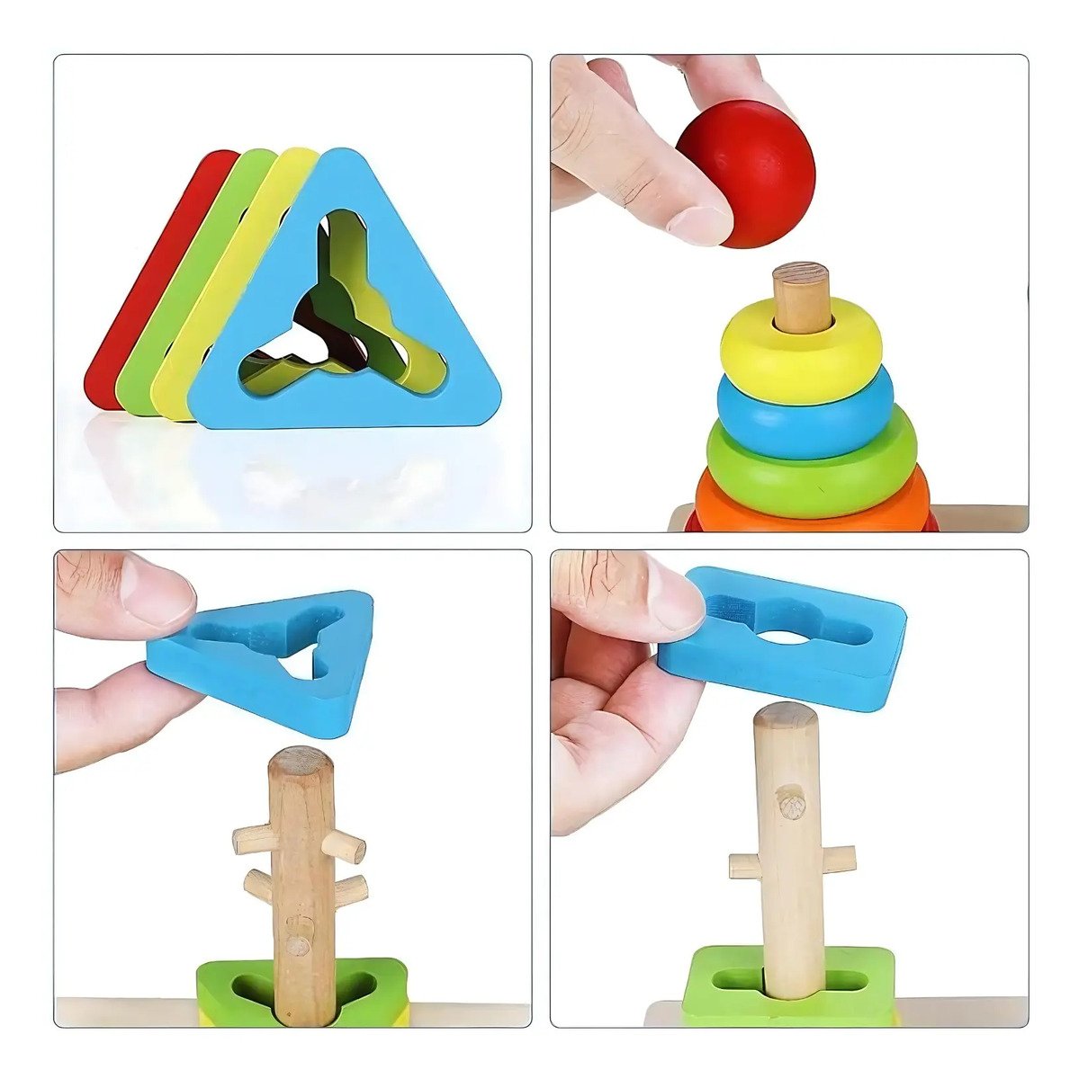 Juguete Torre De Encaje Con Dificultad De Madera Montessori Multicolor B - Juguete Didáctico de Madera en Chile - Vista 3